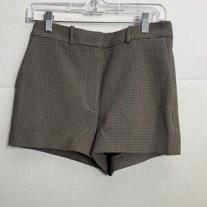 Aritzia High-Waist Plaid Tailored Shorts - Brown New Agency Mini Short - 9147